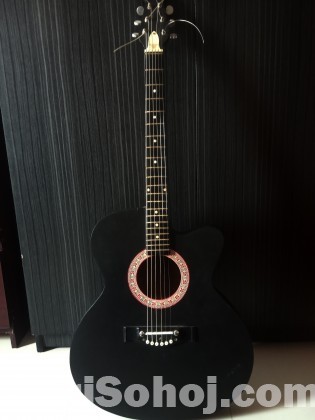 Custom Made Acoustic Guitar Black with picks & bag